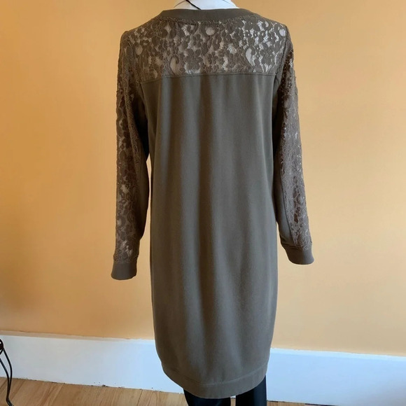 SANDWICH Olive Lace Sweatshirt Shift Dress Size M - Picture 7 of 15
